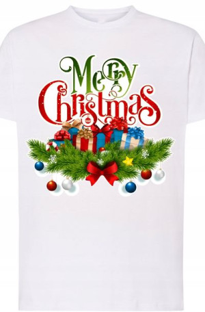 Merry Christmas Świąteczny T-shirt Nadruk Rozm.3XL