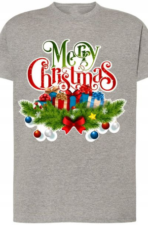 Merry Christmas Świąteczny T-shirt Nadruk Rozm.4XL