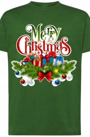 Merry Christmas Świąteczny T-shirt Nadruk Rozm.S