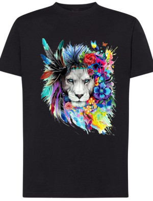 Męski T-shirt Kolorowy Lew Modny Nadruk Rozm.S