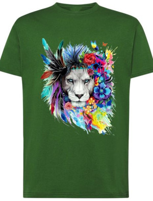 Męski T-shirt Kolorowy Lew Modny Nadruk Rozm.XXL