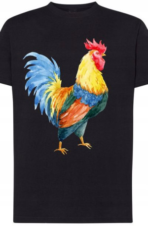 Męski T-Shirt Nadruk Kogut Kolorowy Rozm.5XL