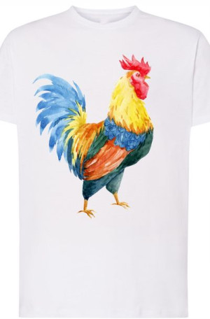 Męski T-Shirt Nadruk Kogut Kolorowy Rozm.L