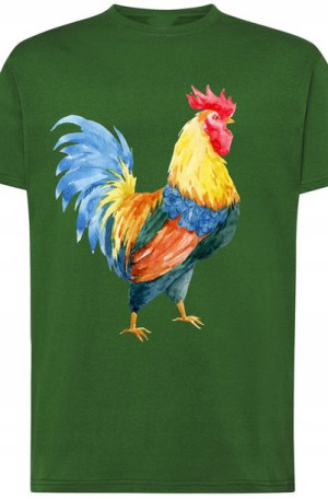 Męski T-Shirt Nadruk Kogut Kolorowy Rozm.M