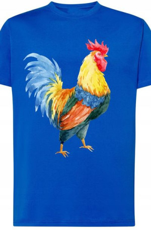 Męski T-Shirt Nadruk Kogut Kolorowy Rozm.M