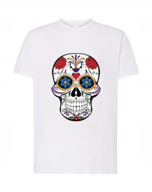 Męski T-shirt Nadruk Kolorowa Czaszka Rozm 4xl
