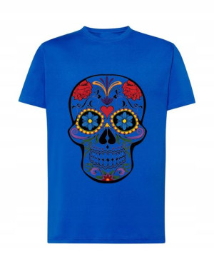Męski T-shirt Nadruk Kolorowa Czaszka Rozm.3xl