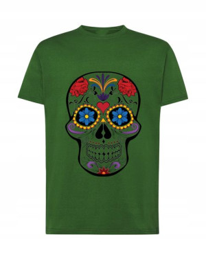 Męski T-shirt Nadruk Kolorowa Czaszka Rozm.s