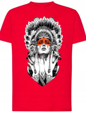 Męski T-shirt Piękna Indianka Modny Nadruk R.L