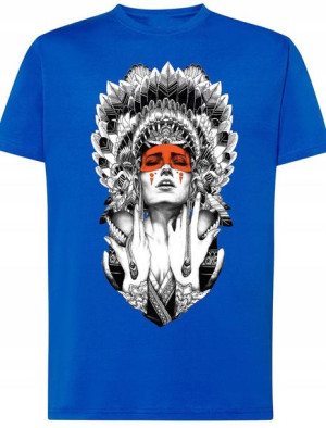 Męski T-shirt Piękna Indianka Modny Nadruk R.M