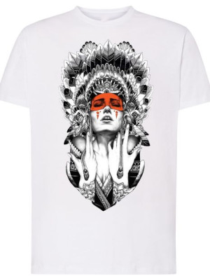 Męski T-shirt Piękna Indianka Modny Nadruk R.M