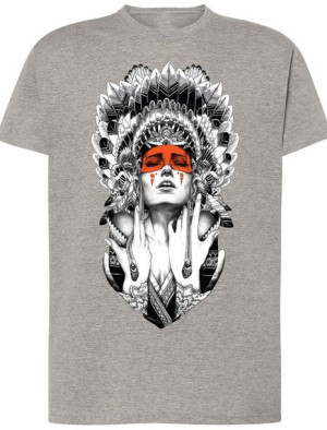 Męski T-shirt Piękna Indianka Modny Nadruk R.S