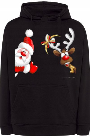 Mikołaj Renifer Męska Bluza Kaptur r.XXL