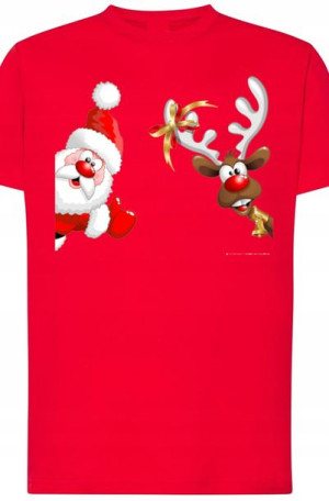 Mikołaj Renifer Świąteczny T-Shirt Nadruk r.3XL