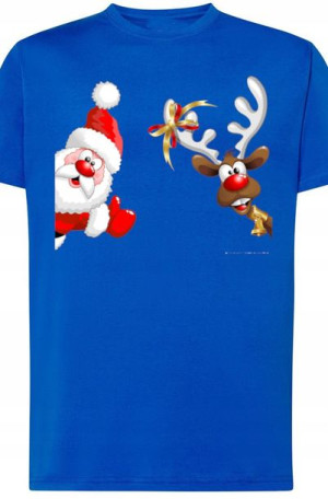 Mikołaj Renifer Świąteczny T-Shirt Nadruk r.5XL