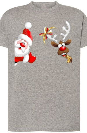 Mikołaj Renifer Świąteczny T-Shirt Nadruk r.L