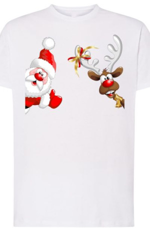 Mikołaj Renifer Świąteczny T-Shirt Nadruk r.L