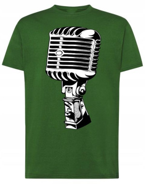 Mikrofon T-shirt Modny Męski Nadruk Rozm.3XL
