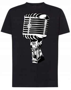 Mikrofon T-shirt Modny Męski Nadruk Rozm.L