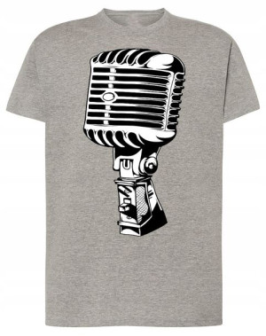 Mikrofon T-shirt Modny Męski Nadruk Rozm.L