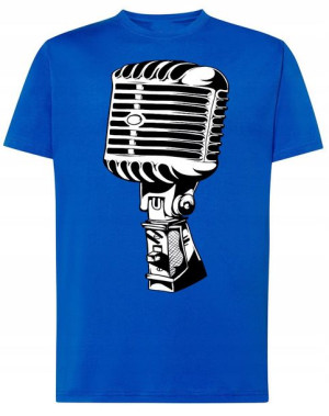 Mikrofon T-shirt Modny Męski Nadruk Rozm.XS