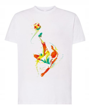 Modny T-Shirt Kolorowy nadruk Piłkarz R.5XL