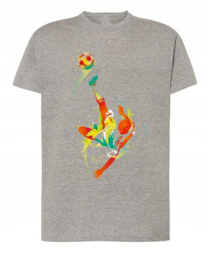 Modny T-Shirt Kolorowy nadruk Piłkarz R.XL