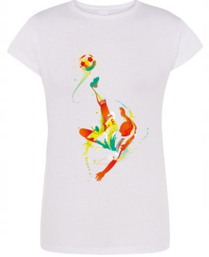 Modny T-Shirt Kolorowy nadruk Piłkarz R.XL