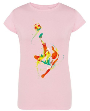 Modny T-Shirt Kolorowy nadruk Piłkarz R.XL