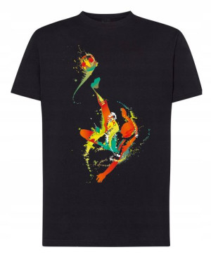 Modny T-Shirt Kolorowy nadruk Piłkarz R.XS