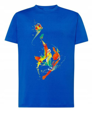 Modny T-Shirt Kolorowy nadruk Piłkarz R.XXL