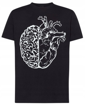 Mózg I Serce Modny T-shirt Nadruk Lato Rozm.S