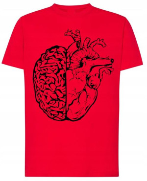 Mózg I Serce Modny T-shirt Nadruk Lato Rozm.XS