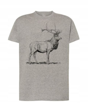 Myśliwski T-shirt Męski Nadruk Jeleń Rozm Xs