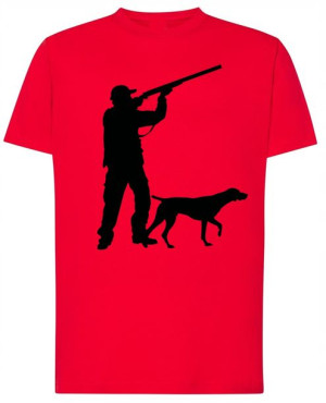 Myśliwy z Psem Męski T-shirt Modny Nadruk Rozm.XXL
