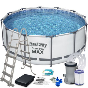 Basen stelażowy okrągły 3.96m x 1.22m Bestway 5618W Kompletny zestaw