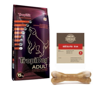 TROPIDOG Super Premium adult medium & large breed kurczak i łosoś 15kg + Fa
