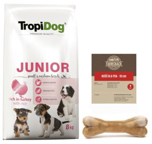 TROPIDOG Premium Junior Small and Medium Breeds bogaty w indyka i ryż 8kg +