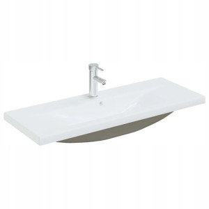 Umywalka wpuszczana z baterią, ceramiczna, biała
