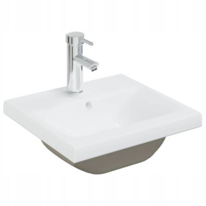Umywalka wpuszczana z baterią, ceramiczna, biała
