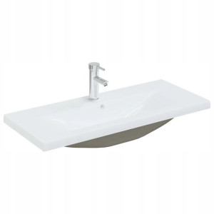 Umywalka wpuszczana z baterią, ceramiczna, biała