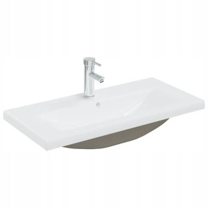 Umywalka wpuszczana z baterią, ceramiczna, biała