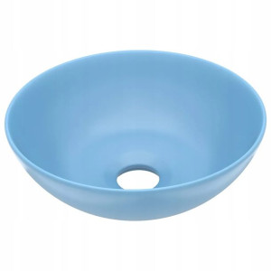 Umywalka łazienkowa, ceramiczna, jasnoniebieska