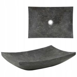 Umywalka, 50 x 35 x 12 cm, marmurowa, czarna