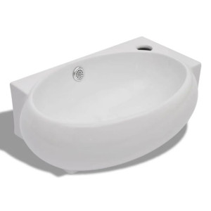 Ceramiczna umywalka z otworem przelewowym, biała