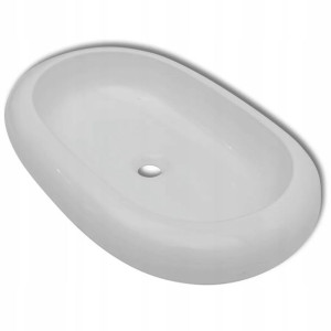Luksusowa ceramiczna umywalka, owalna, biała