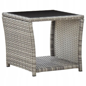 Stolik kawowy, szary, 45x45x40 cm, rattan PE