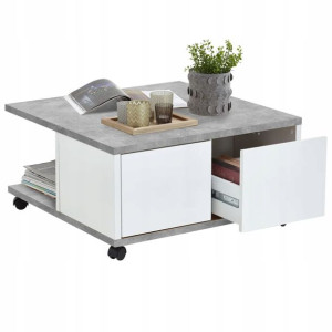 Mobilny stolik kawowy, 70x70x35,5 cm, betonowy