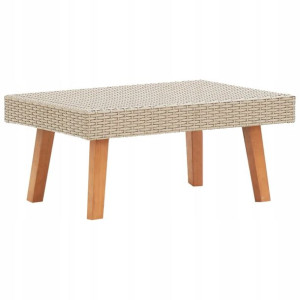 Stolik kawowy do ogrodu, rattan PE, beżowy