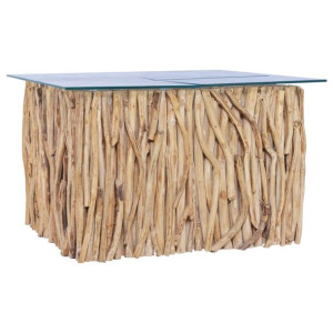 Stolik kawowy ze szklanym blatem, 66x66x40 cm